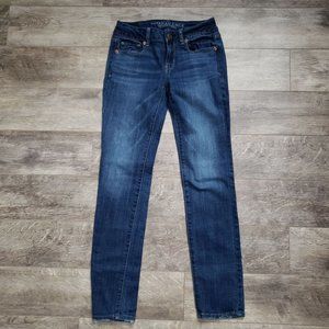American Eagle Skinny Stretch Faded Front Jeans 00